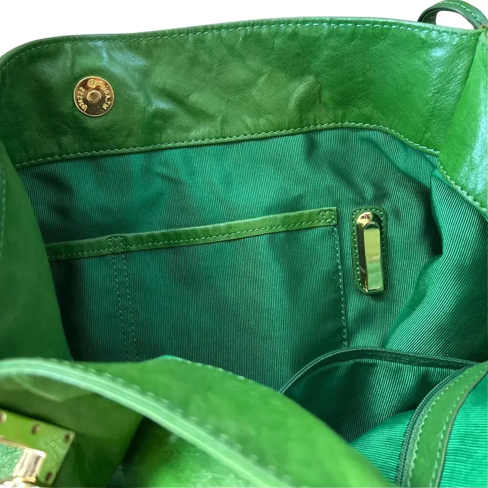 Badgley Mischka Gaia Hobo | Vintage Bright Green Leather Slouchy Chain-Link Bag